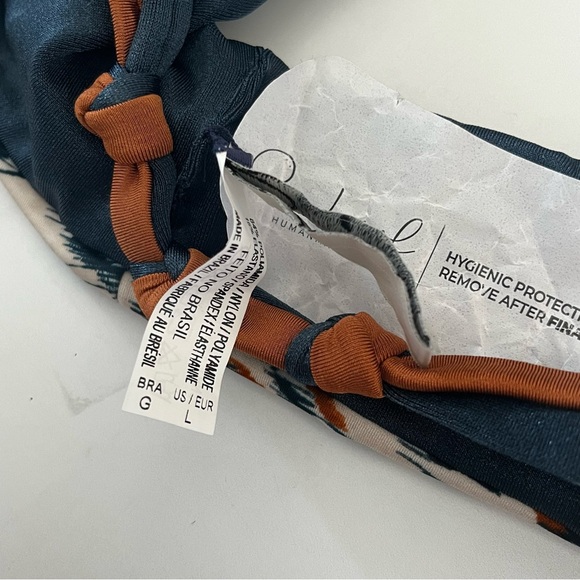 New RIO DE SOL Brazilian Bikini Bottom Ikat Essential Reversible Navy Blue Large - Picture 11 of 11